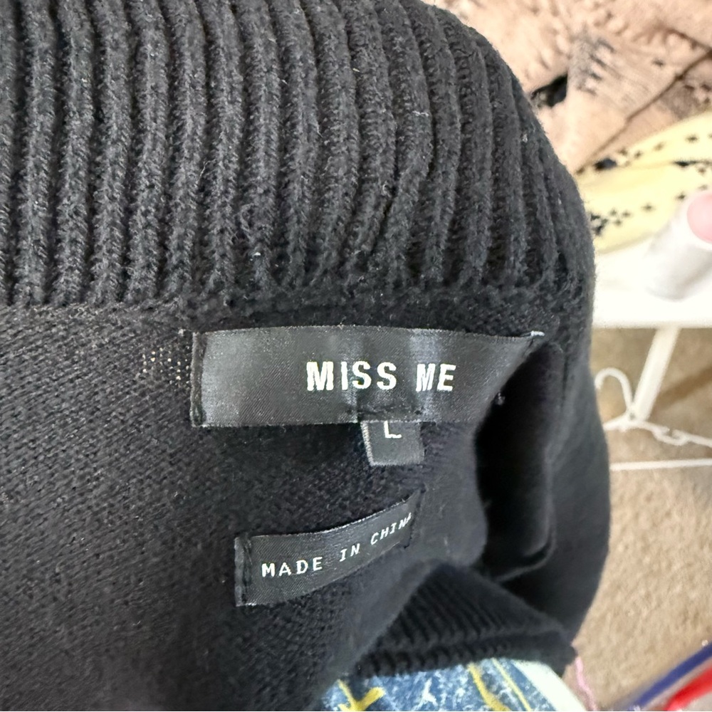 Miss Me Black Flowy Tie Front Cardigan Sweater Heavyweight Long Length Knit Wrap - Picture 8 of 9